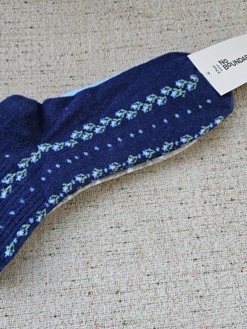 No Boundaries Women Socks Set of 3 Anklet Socks Blue/Gray/Navy Size 4-10 NWT